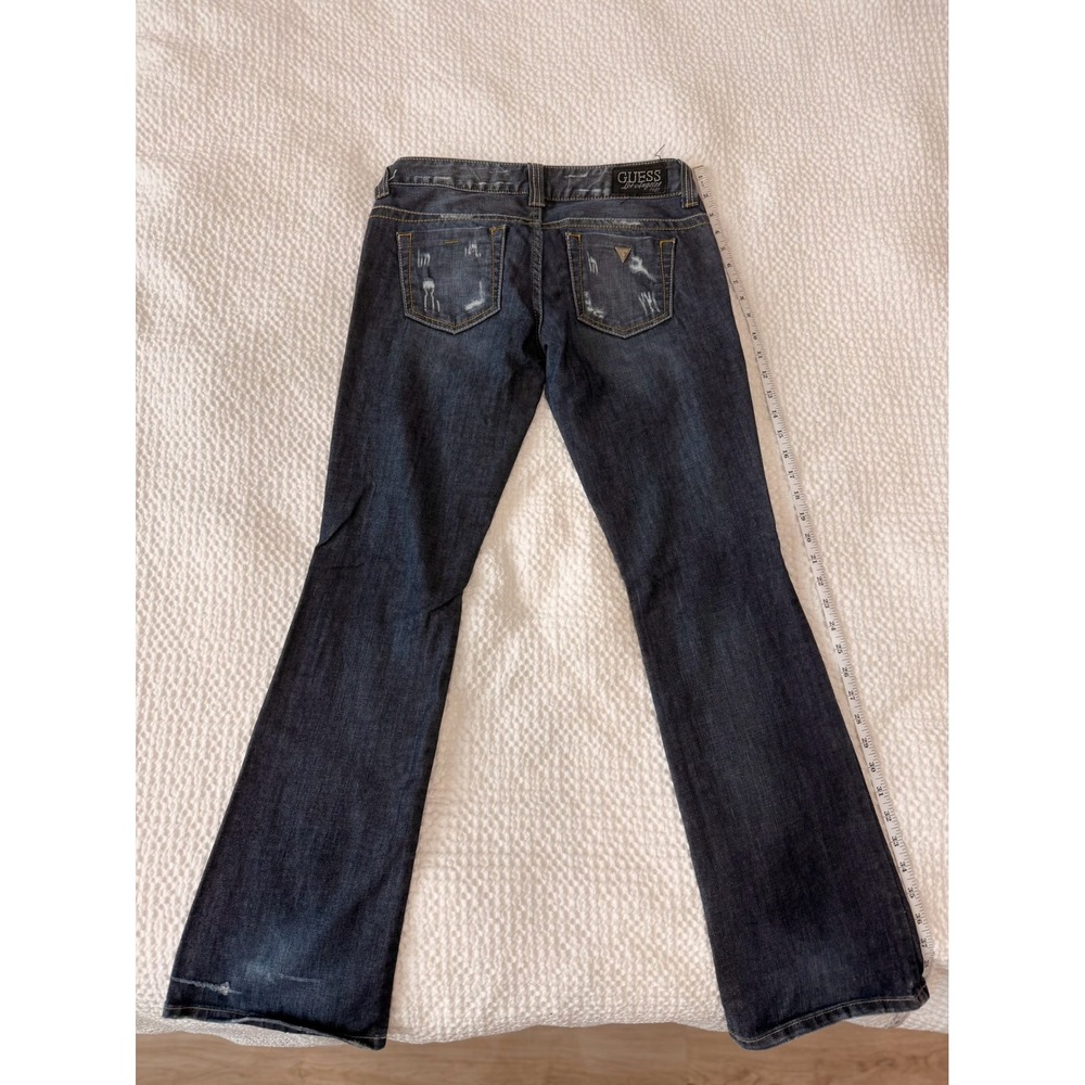 GUESS Jeans Bootcut Womens 28 Blue Cotton Spandex Distressed Daredevil